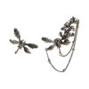Asymmetric earrings with ear cuff “Dragonfly”
